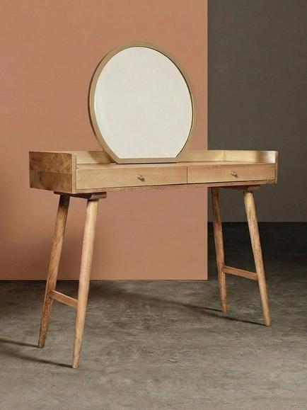 Swoon Fresco 2 Drawer Dressing Table & Mirror, Natural Mango - view 2, Natural Mango