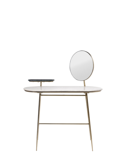Swoon Senzo Marble Dressing Table & Mirror, Brass, Brass