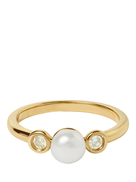 Astley Clarke Pearl and Sapphire Ring, Gold/White, Gold/White