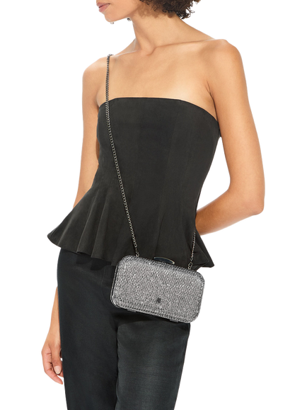 Miss KG Fleur Embellished Box Clutch Bag - view 2, Pewter