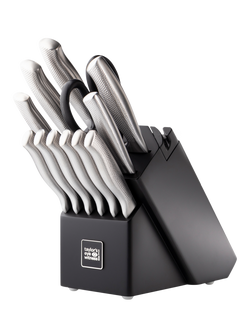 Taylor's Eye Witness Filled Rubber Wood Stainless Steel Kitchen Knife Block with Sharpener, 12 Piece, Black - view 2, Black/Black
