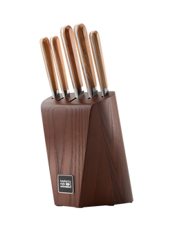 Taylor's Eye Witness Filled Ash Wood Kitchen Knife Block, 5 Piece, Natural, Natural