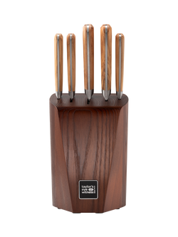 Taylor's Eye Witness Filled Ash Wood Kitchen Knife Block, 5 Piece, Natural - view 2, Natural