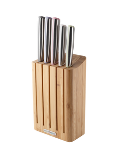 Taylor's Eye Witness Chromachef Filled Bamboo Magnetic Kitchen Knife Block, 5 Piece, Natural