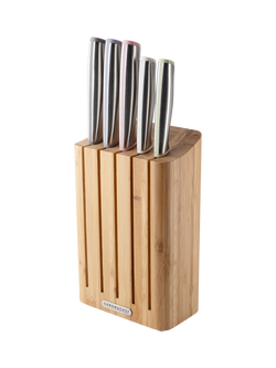 Taylor's Eye Witness Chromachef Filled Bamboo Magnetic Kitchen Knife Block, 5 Piece, Natural, Natural