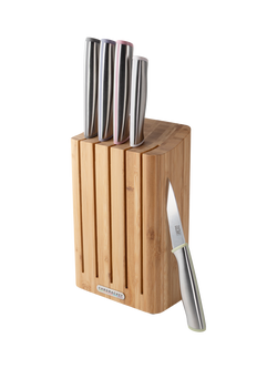 Taylor's Eye Witness Chromachef Filled Bamboo Magnetic Kitchen Knife Block, 5 Piece, Natural - view 2, Natural