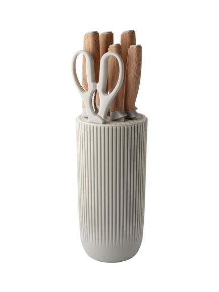 Taylor's Eye Witness Madison Filled Kitchen Knife Block, 6 Piece, Light Grey, Light Grey