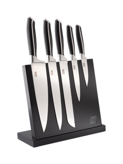 Taylor's Eye Witness Filled Rubber Wood Magnetic Kitchen Knife Block, 5 Piece, Black, Black/Black