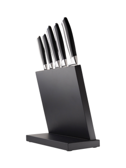 Taylor's Eye Witness Filled Rubber Wood Magnetic Kitchen Knife Block, 5 Piece, Black - view 2, Black/Black