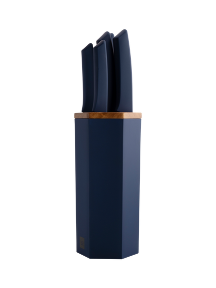 Taylor's Eye Witness Manhattan Filled Kitchen Knife Block, 5 Piece, Navy, Navy