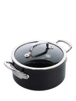 GreenPan Barcelona Pro Hard-Anodised Aluminium Ceramic Non-Stick Casserole & Lid, 24cm, Black Black