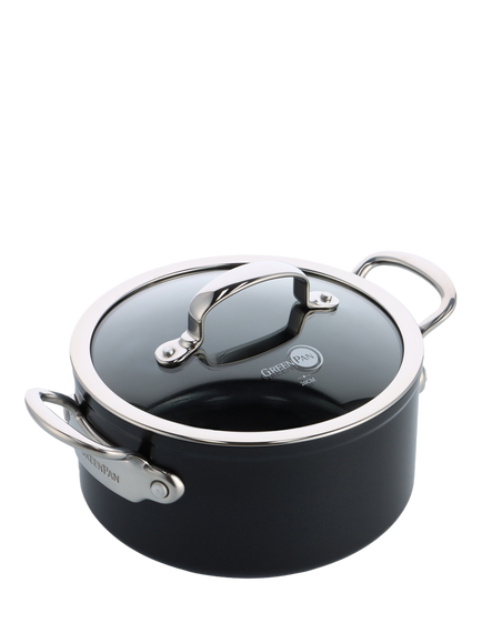 GreenPan Barcelona Pro Hard-Anodised Aluminium Ceramic Non-Stick Casserole & Lid, 24cm, Black Black