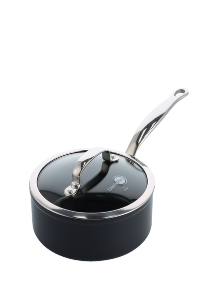 GreenPan Barcelona Pro Hard Anodised Aluminium Ceramic Non-Stick Saucepan & Lid, Black