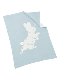 Peter Rabbit Signature Collection Soft Toy and Knitted Blanket, Blue - view 2, Blue