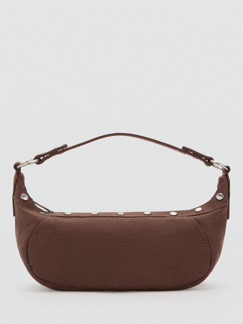 Product image 1 of 5, which shows Mango Dru Studded Grab Bag, Dark Brown