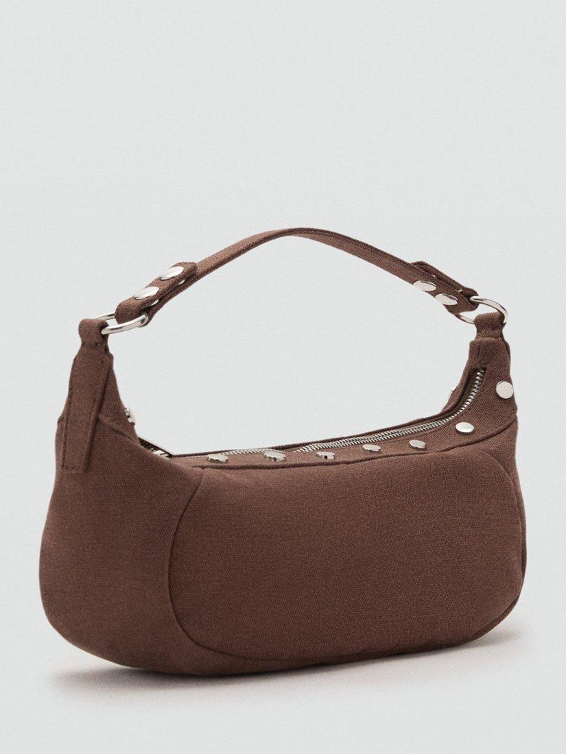 Product image 2 of 5, which shows Mango Dru Studded Grab Bag, Dark Brown