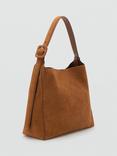 Mango Igor Large Suede Leather Shoulder Bag, Medium Brown