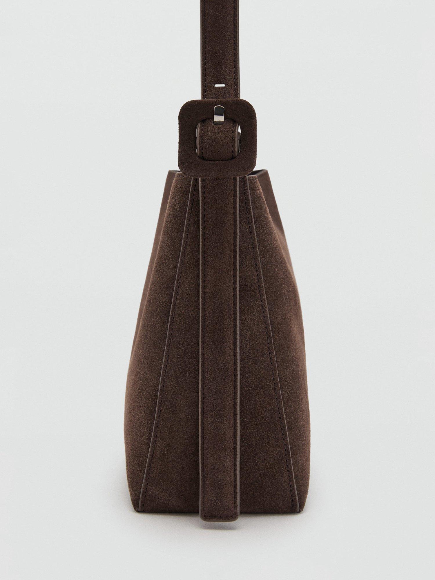 Product image 3 of 4, which shows Mango Igor Suede Leather Shoulder Bag, Dark Brown