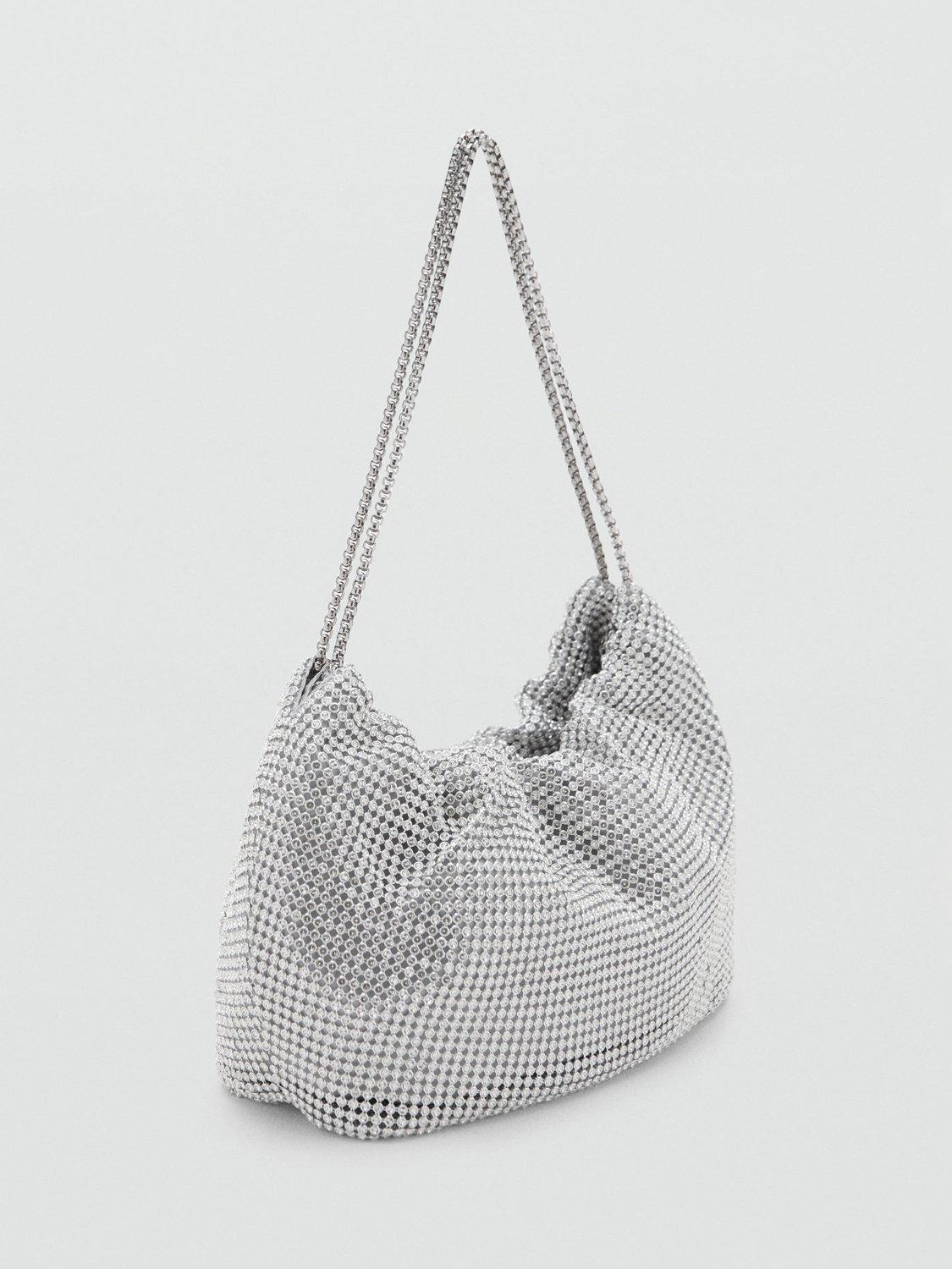 Product image 2 of 4, which shows Mango Joia Embellished Chain Shoulder Bag, Silver