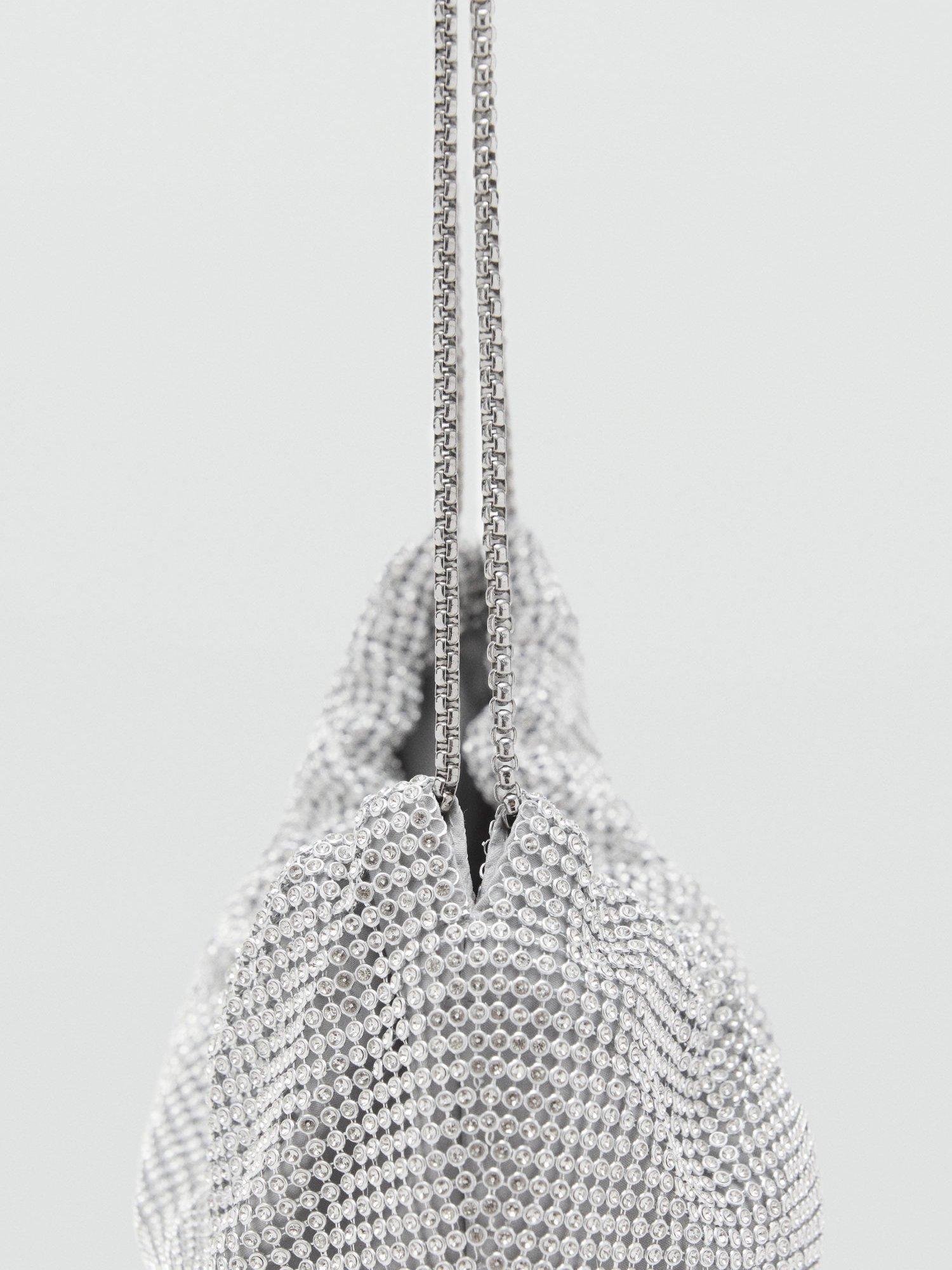 Product image 3 of 4, which shows Mango Joia Embellished Chain Shoulder Bag, Silver