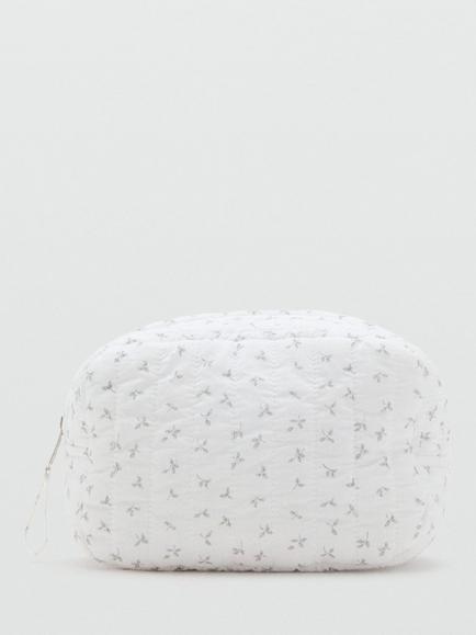 Mango Plata Cotton Floral Handbag, Natural White