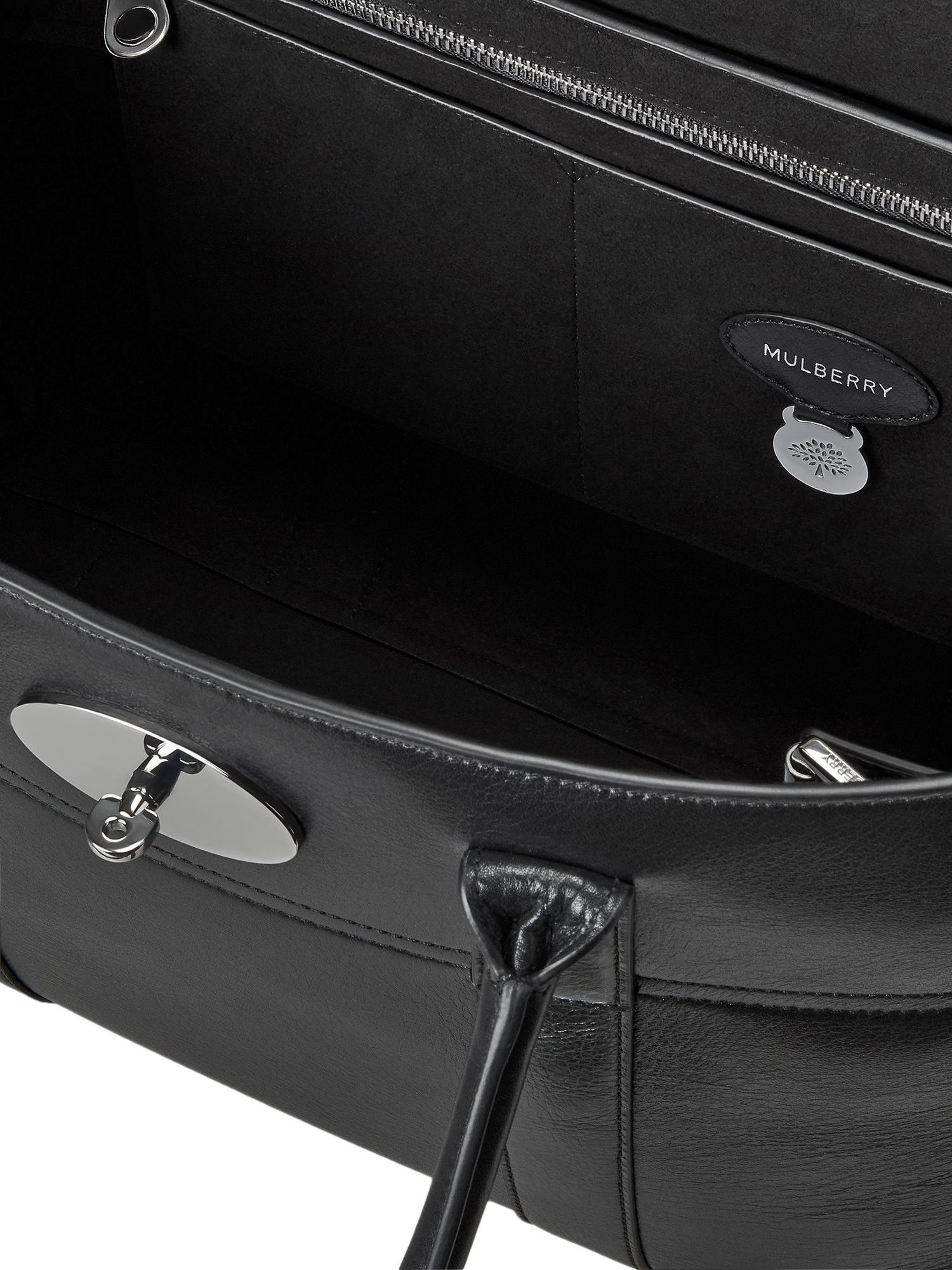 Product image 5 of 5, which shows Mulberry Bayswater High Shine Leather Satchel, Black