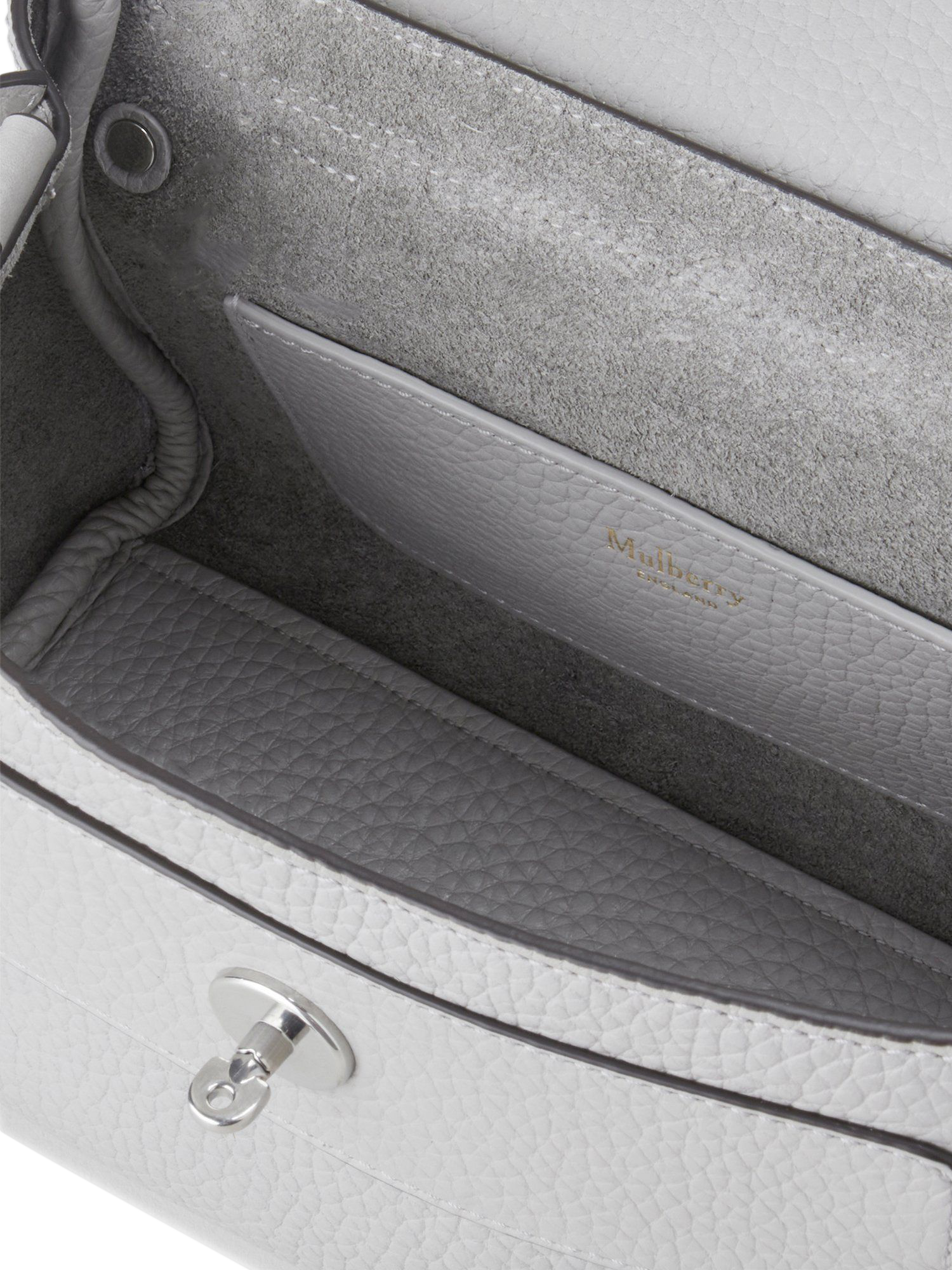 Product image 4 of 7, which shows Mulberry Mini Alexa Heavy Grain Leather Cross Body Bag, Pale Grey