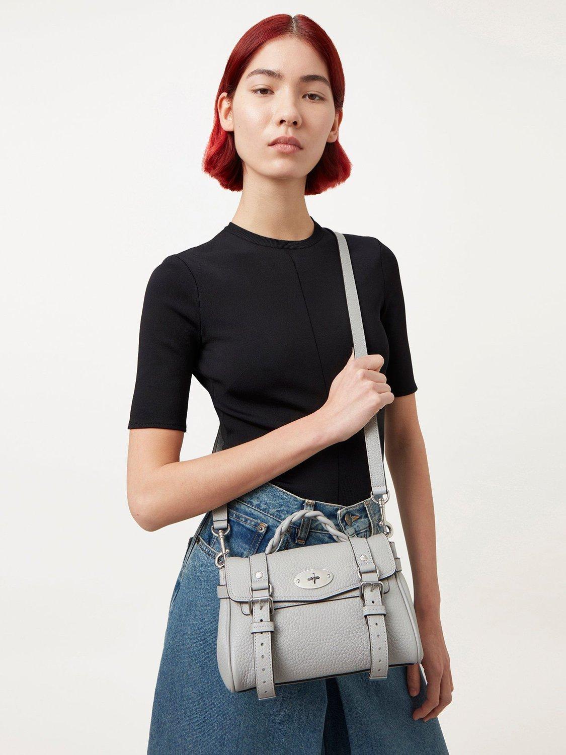 Product image 7 of 7, which shows Mulberry Mini Alexa Heavy Grain Leather Cross Body Bag, Pale Grey