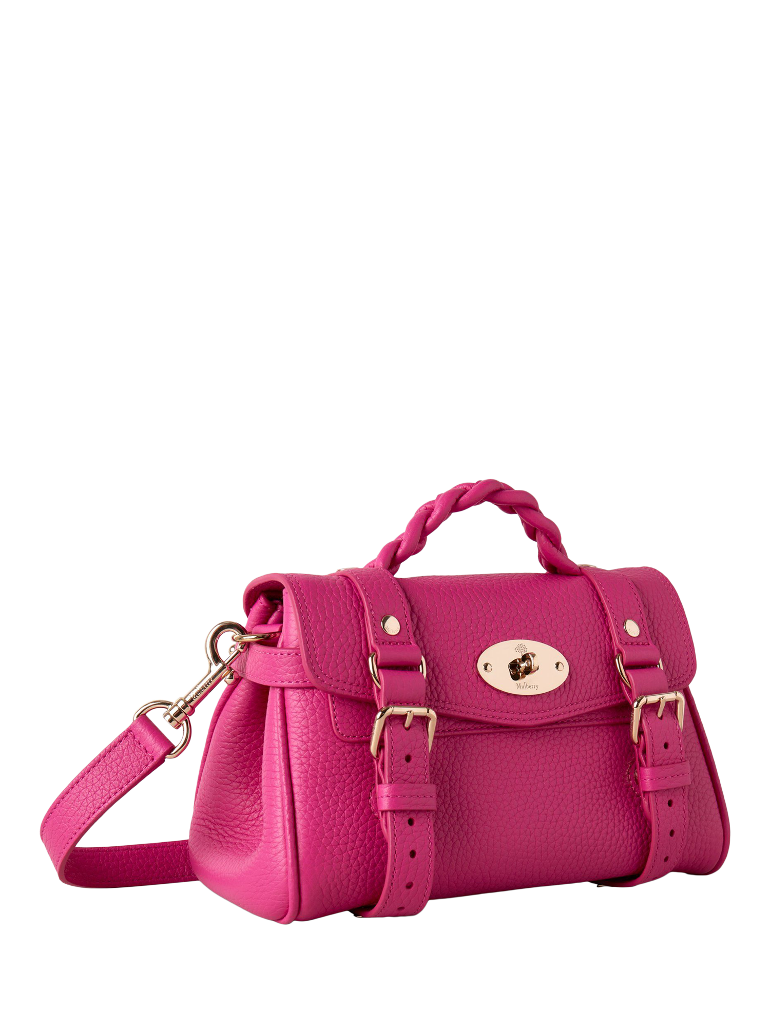 Product image 3 of 7, which shows Mulberry Mini Alexa Heavy Grain Leather Cross Body Bag, Mulberry Pink