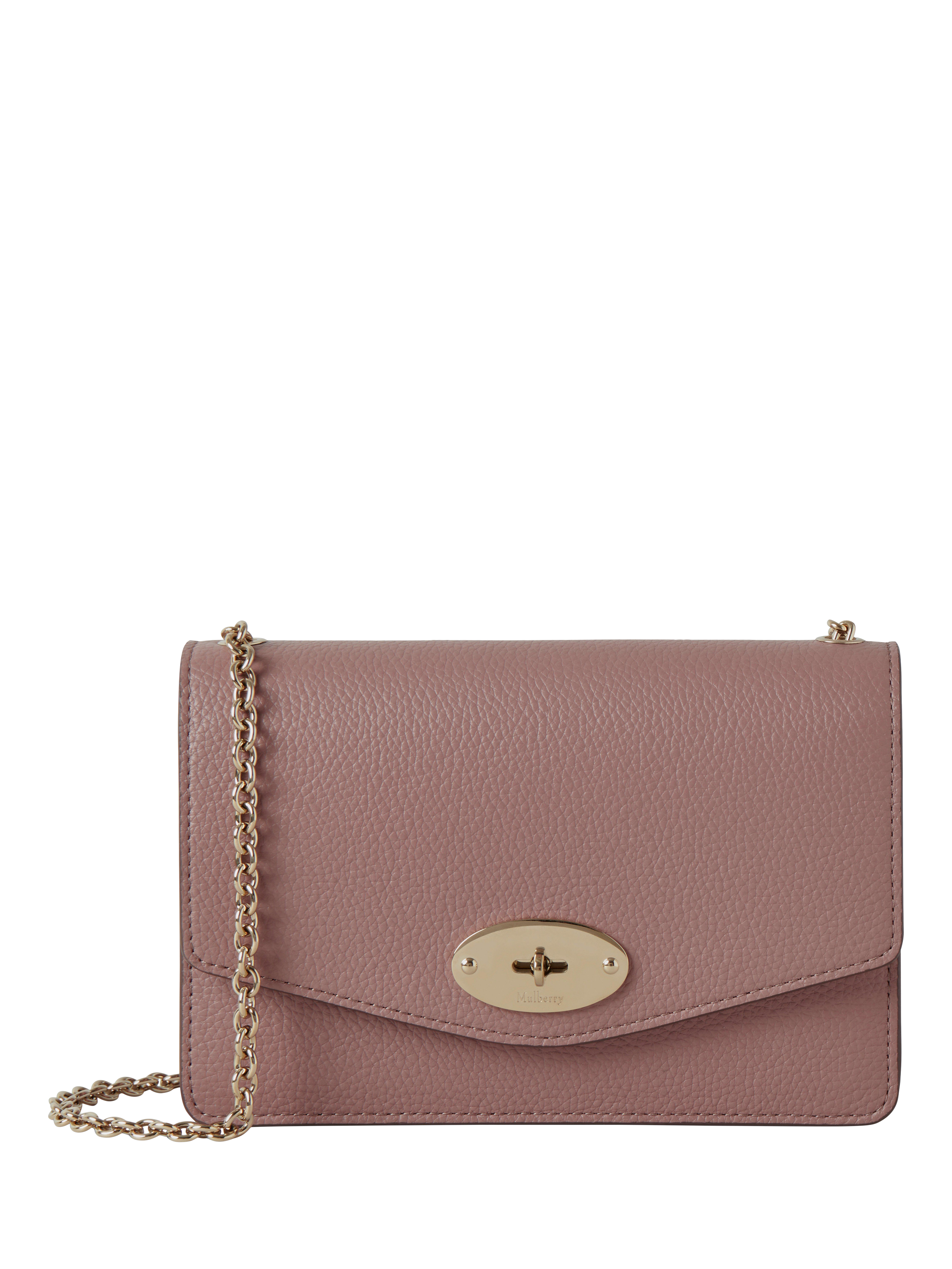 Product image 1 of 6, which shows Mulberry Small Darley Small Classic Grain Leather Clutch Bag, Autunm Rose