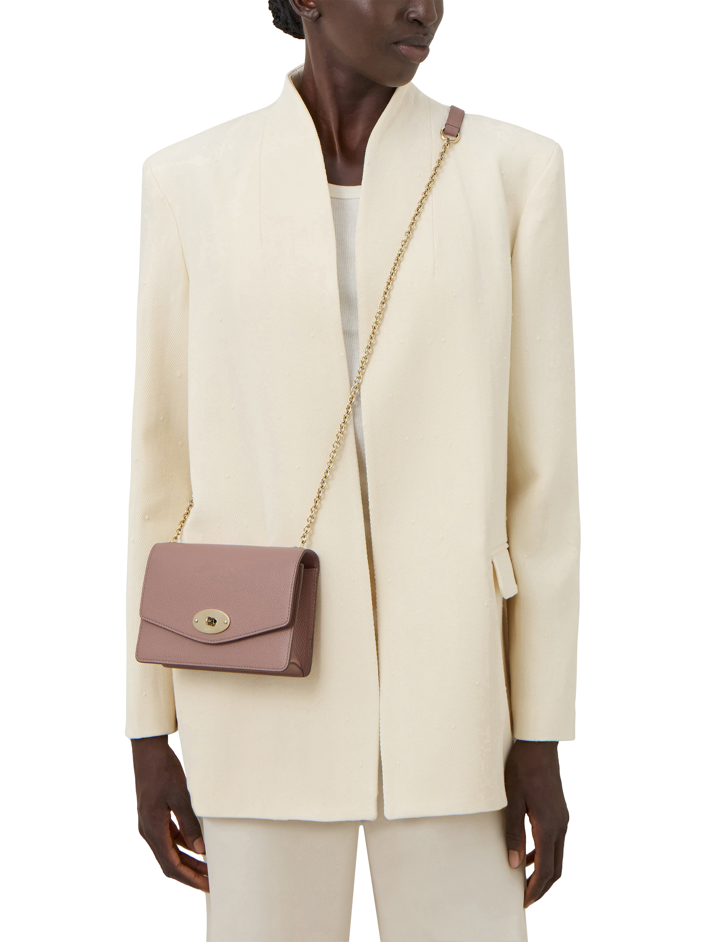Product image 2 of 6, which shows Mulberry Small Darley Small Classic Grain Leather Clutch Bag, Autunm Rose