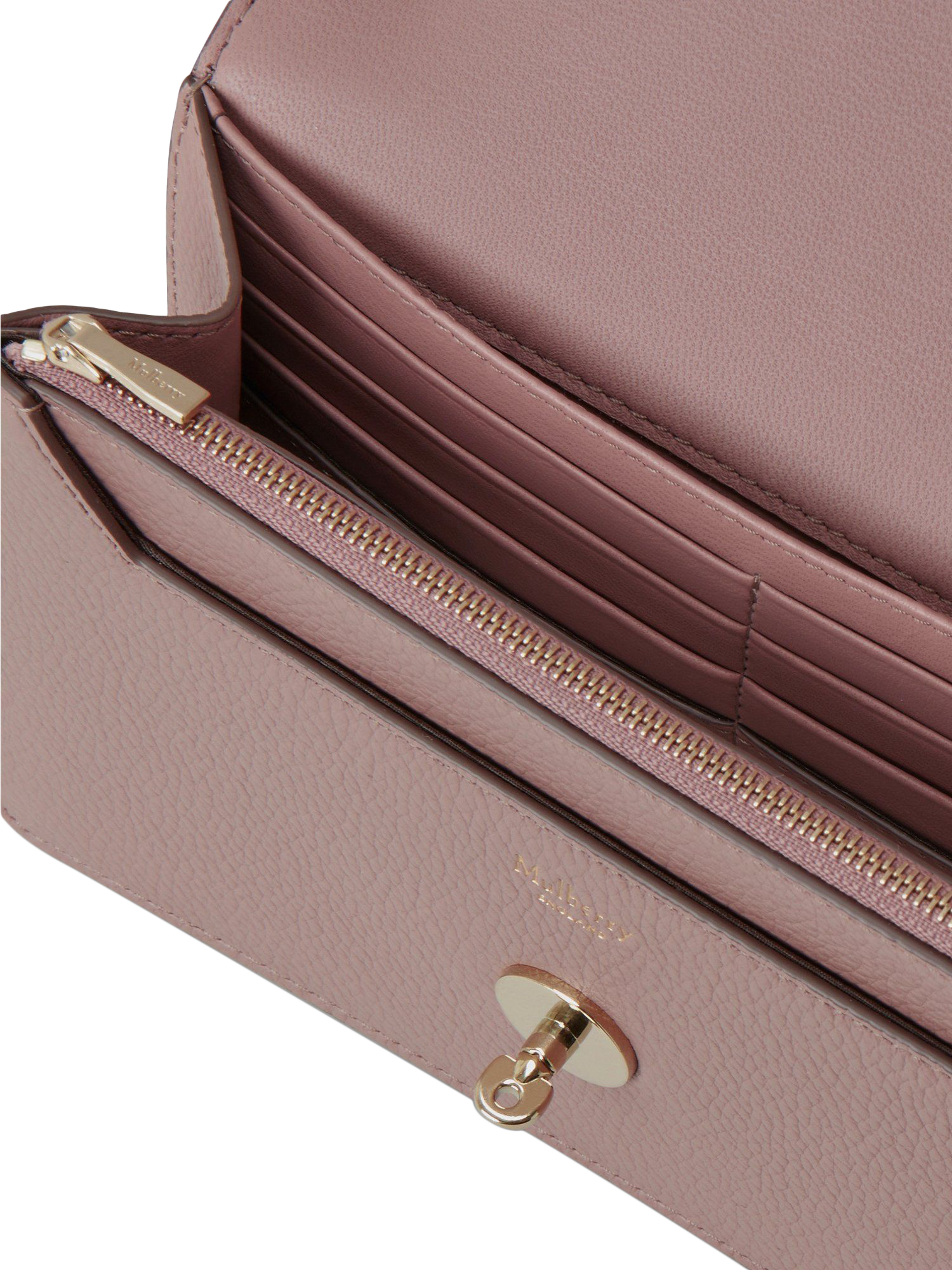Product image 5 of 6, which shows Mulberry Small Darley Small Classic Grain Leather Clutch Bag, Autunm Rose