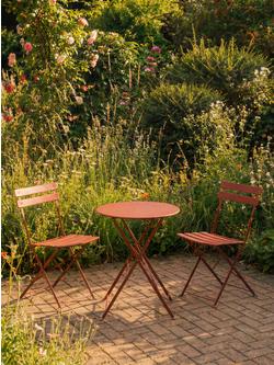 John Lewis Camden 2-Seater Garden Bistro Table & Chairs Set - view 2, Burnt Umber