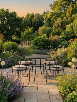 John Lewis Solara Metal 4-Seater Round Garden Dining Table & Chairs Set, Black - view 2, Black