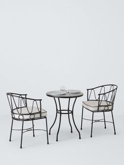 John Lewis Solara Metal 2-Seater Garden Bistro Table & Chairs Set, Black - view 2, Black