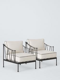 John Lewis Solara Metal Garden Lounge Chair, Set of 2, Black, Black