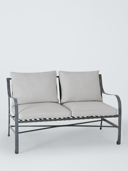 John Lewis Ribbon 2-Seater Metal Garden Sofa, Grey, Grey