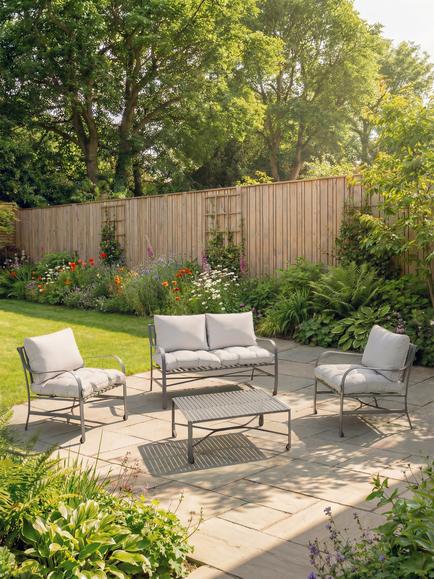 John Lewis Ribbon 2-Seater Metal Garden Sofa, Grey - view 2, Grey