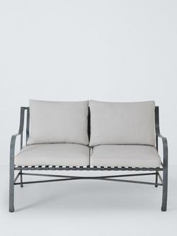 John Lewis Ribbon 2-Seater Metal Garden Sofa, Grey - view 2, Grey