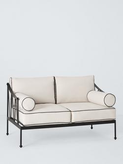 John Lewis Solara Metal 2-Seater Garden Sofa, Black, Black