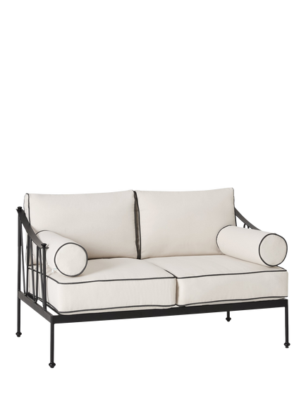 John Lewis Solara Metal 2-Seater Garden Sofa, Black, Black
