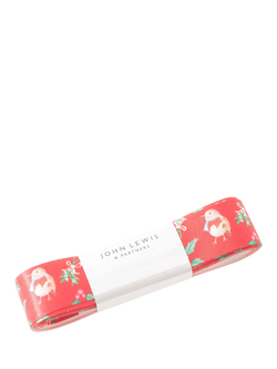 John Lewis Little Robin DS Ribbon, W25mm x L5m, Red, Red