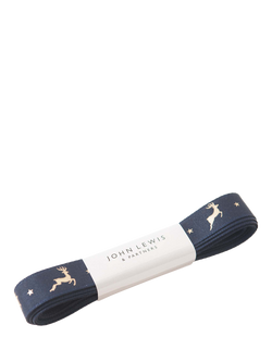 John Lewis Reindeer Flight Taffeta Ribbon, W15mm x L5m, Navy