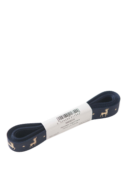 John Lewis Reindeer Flight Taffeta Ribbon, W15mm x L5m - view 2, Navy