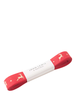 John Lewis Reindeer Flight Taffeta Ribbon, W15mm x L5m, Red