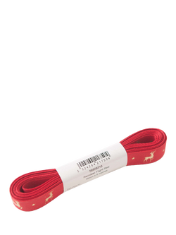 John Lewis Reindeer Flight Taffeta Ribbon, W15mm x L5m - view 2, Red