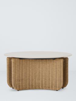 John Lewis Cove Woven Round Garden Coffee Table, 86cm, Natural - view 2, Natural