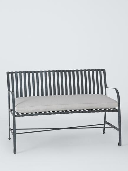 John Lewis Ribbon 2-Seater Metal Garden Bench, Grey, Grey
