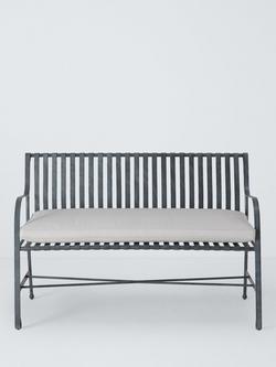John Lewis Ribbon 2-Seater Metal Garden Bench, Grey - view 2, Grey