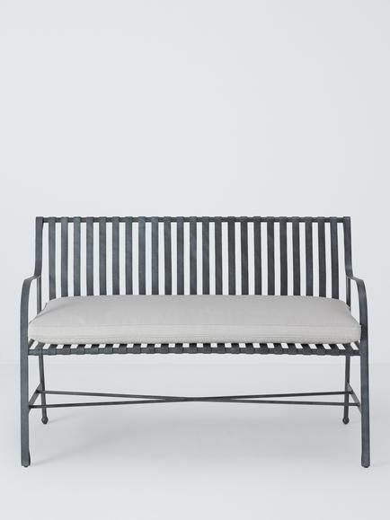 John Lewis Ribbon 2-Seater Metal Garden Bench, Grey - view 2, Grey
